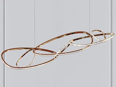 Modern Gold Metallic Chandelier With Curved Abstract Lines For Artistic Interior Decor 3d model