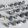 Small Building Models In Various Styles With Fences Guard Booths And Different Designs