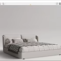 Modern Fabric Double Bed Design With Sleek Headboard Plaid Bedspread And Pillows