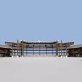 Traditional Modern Commercial Street Architecture With Wooden Roof And Spacious Plaza