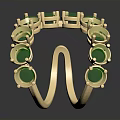 Elegant Golden Open Ring With Green Gemstones And Intricate Metallic Design