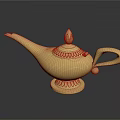 Golden Decorative Tea Pot With Slender Spout Ornate Patterns And Reflective Surface 3d model