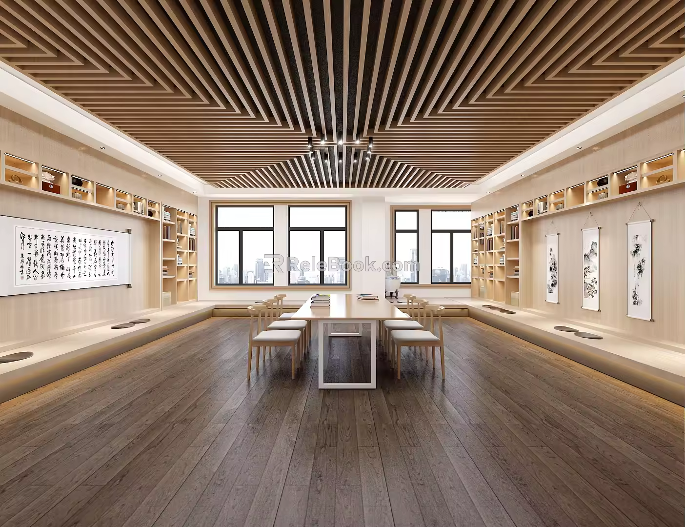 modern reading room 3d model