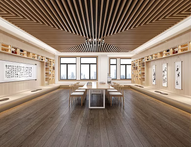 modern reading room 3d model