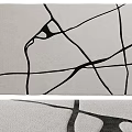 Stylish Square Rug With Abstract Intersecting Black Lines And Light Gray Surface 3d model