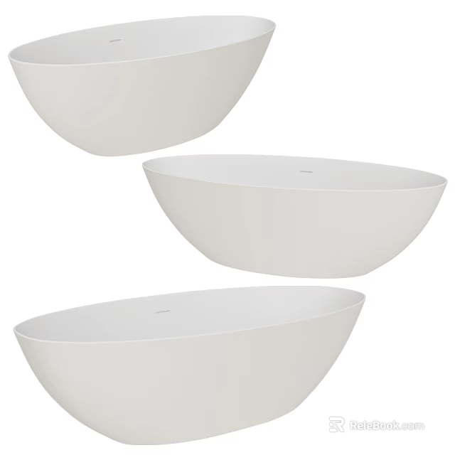 Three Modern White Freestanding Bathtubs With Sleek Oval Design 3d model