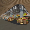 Bright Modern Supermarket Interior With Fresh Fruits Vegetables And Basket Displays