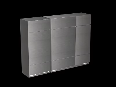 Silver Modern Refrigerator Freezer With Metal Surface And Multi Door Design 3d model