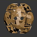 Golden Geometric Sphere Decorative Ornament with Interlocking Metallic Shapes for Home Use