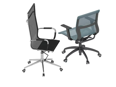 Modern Office Chairs With Mesh Material Black And Gray Ergonomic Design 3d model