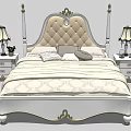 Elegant Classic Double Bed Design With Tufted Headboard Bedside Tables And Lamps 3d model