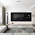 Modern Living Dining Room Interior With Sofa Coffee Table TV Wall And Green Plant