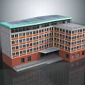 Modern Residential Building With Red Brick Exterior Solar Panels On Roof And Multiple Windows