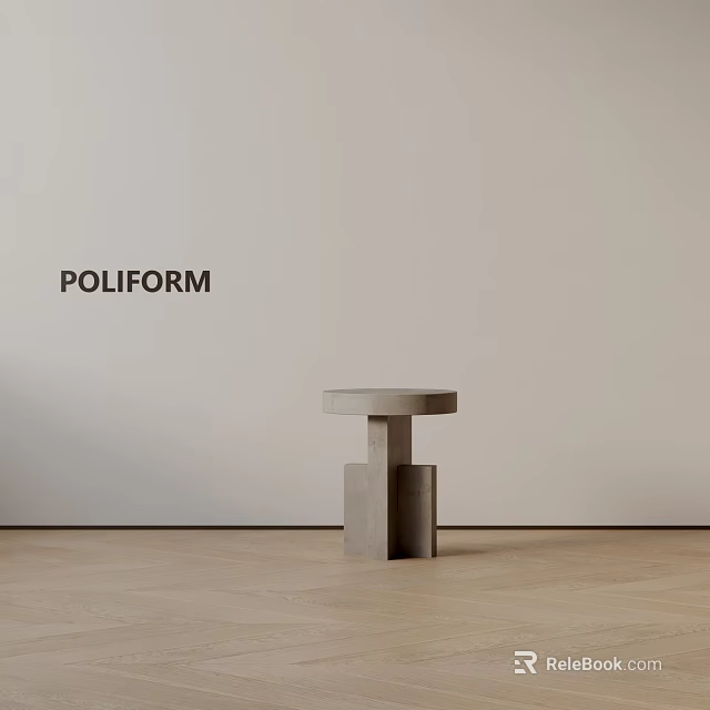 Poliform Modern Minimalist Gray Side Table With Sleek Design And Light Wall 3d model