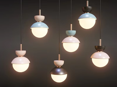 Stylish Pendant Lights With Various Colors And Modern Designs Hanging Illuminated 3d model
