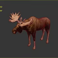 Realistic Moose With Large Antlers And Brown White Coat Standing On Dark Background