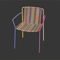 Modern Minimalist Pink Leisure Chair With Armrests And Metal Frame Design