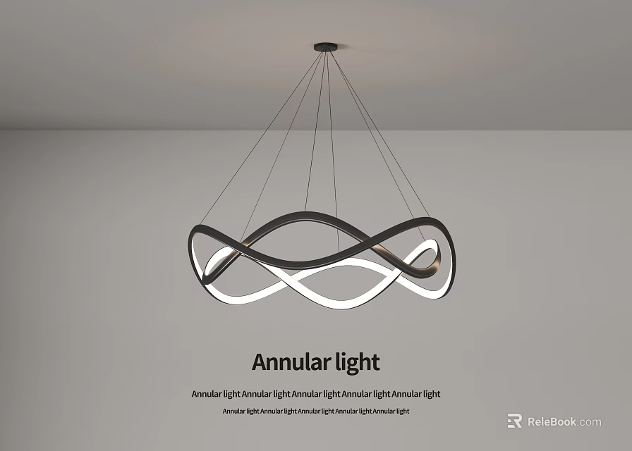 Modern Korea Style Annular LED Ceiling Light Fixture Interior Design 3d model 