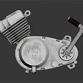 High Performance Metal Engine With Cooling Fins And 1501 M Branding Detailed Mechanical Structure Design