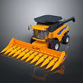 Yellow Agricultural Combine Harvester With Black Cab Large Tires And Sharp Cutting Header
