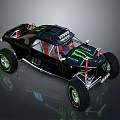 Black And Green Off Road Car With Monster Energy Logo And Large Wheels