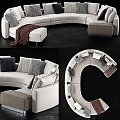 Modern Sofa Coffee Table Combination Modern Corner Sofa Coffee Table Combination Fabric Multi-person Sofa Coffee Table Side Table Leisure Chair Italian Miloti minot 3d model