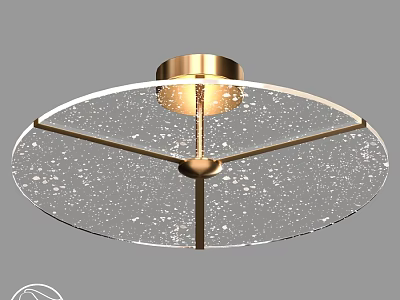 Elegant Modern Ceiling Light With Gold Frame And Transparent Speckled Shade 3d model