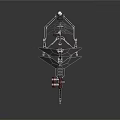 Mechanical Tower Structure With Multiple Orange Blades And Metal Support Frame