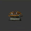 Orange Industrial Utility Vehicle With Lifting Mechanical Arm On Concrete Base For Construction