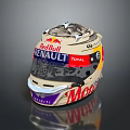 Professional Racing Helmet With Red Bull Renault Total Monster Logos And Colorful Design