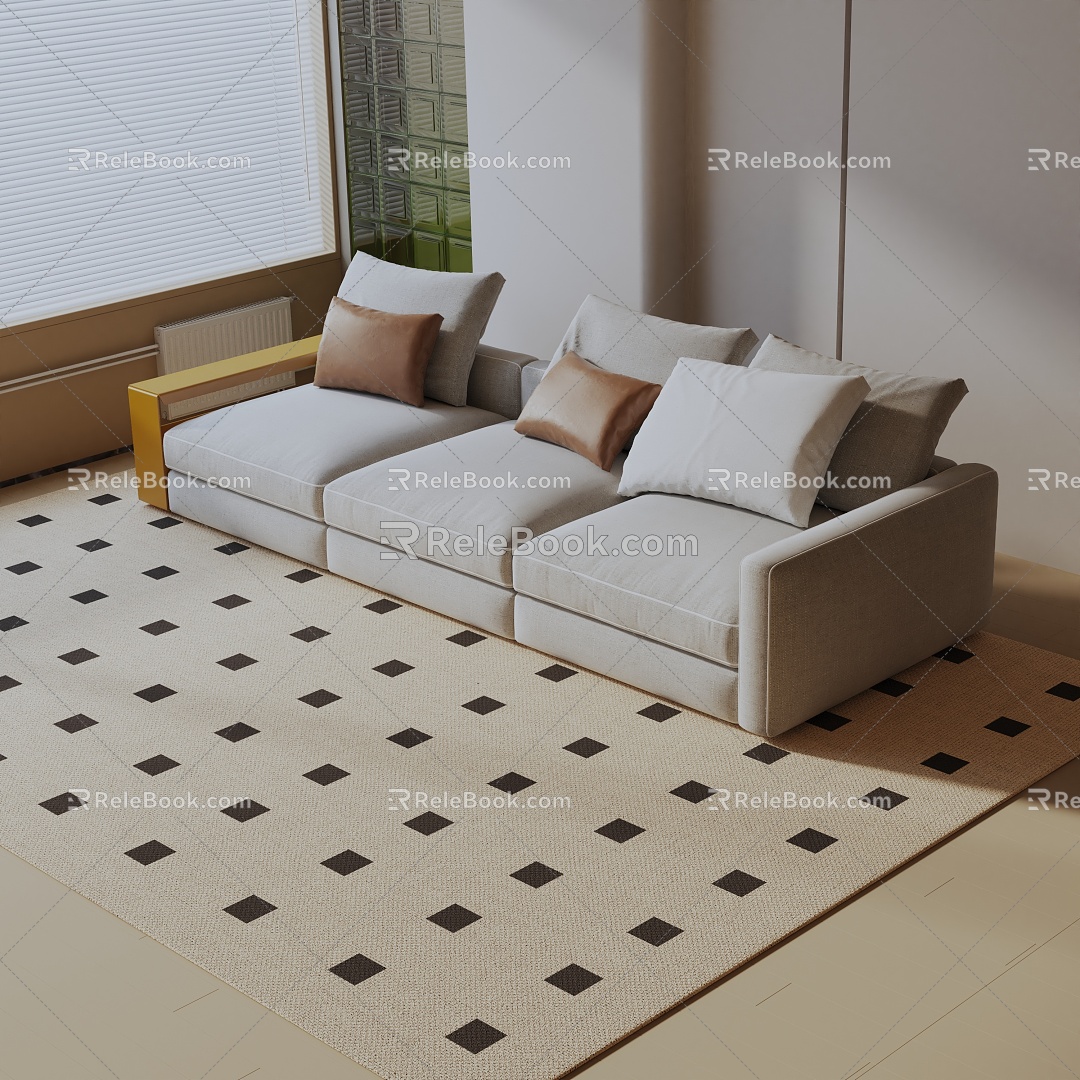 Modern three-seat sofa 3d model