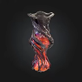 Artistic Glass Vase With Purple Red Orange Swirl Patterns Unique Flowing Shape For Home Decor