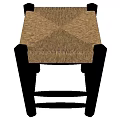 Stylish Bar Stool With Black Wooden Legs And Woven Seat Design