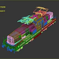 Vintage Purple Train Locomotive With Dual Pantographs And Yellow Stripes