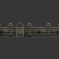 Ancient Stone Circular Fortress Wall Model With Detailed Towers And Archway Structure