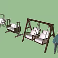 Outdoor Wooden Frame Swing Chairs With White Cushions And Various Designs