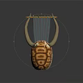 Turtle Shell Shaped Lyre Musical Instrument With Intricate String And Pillar Design