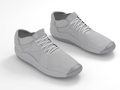 Gray Casual Shoes With Mesh Upper And White Laces For Everyday Wear 3d model