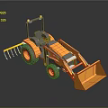 Orange Toy Bulldozer with Front Loader Black Wheels and Mini Construction Vehicle Model