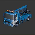 Blue Tow Truck With Yellow Warning Lights White Front And Towing Equipment 3d model