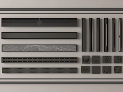 Modern Bathroom Accessories Collection With Functional Racks Grates And Decorative Elements 3d model