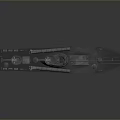 3D Model of Military Warship With Deck Turrets and Gray Hull Structure