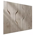 Modern Wall Decor Featuring Curved Metallic Lines on Textured Background