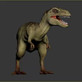 Realistic 3D T Rex Dinosaur Model With Open Mouth Sharp Teeth And Brown Stripes 3d model
