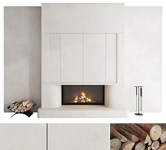 Modern fireplace TV fireplace background wall 3d model