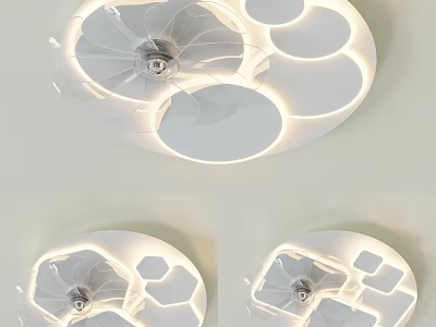 Modern Air Cooler Fan With Ceiling Mounted Design Various Shapes And Built In LED Lighting 3d model
