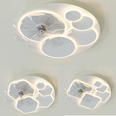 Modern Air Cooler Fan With Ceiling Mounted Design Various Shapes And Built In LED Lighting 3d model