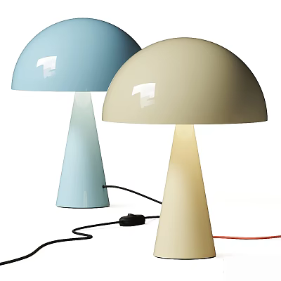 Modern Mushroom Shaped Table Lamps In Light Blue And Cream For Stylish Rooms 3d model