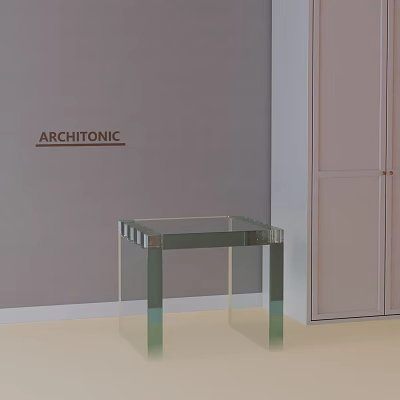 Modern Side Table With Glass Top And Transparent Legs For Stylish Interior Design 3d model