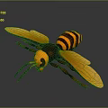 Detailed 3D Rendered Wasp With Black And Orange Stripes Compound Eyes Transparent Wings